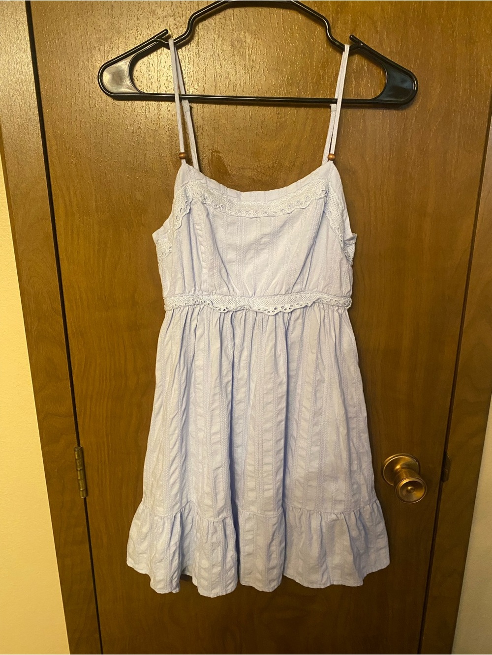 Celebrity Pink Pale Blue Lace-Trim Cami Mini Dress